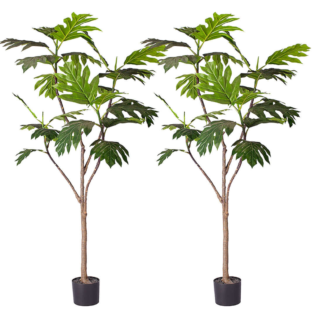 Affordable quality homewares - twin artificial potted leafy plants for value furniture decor