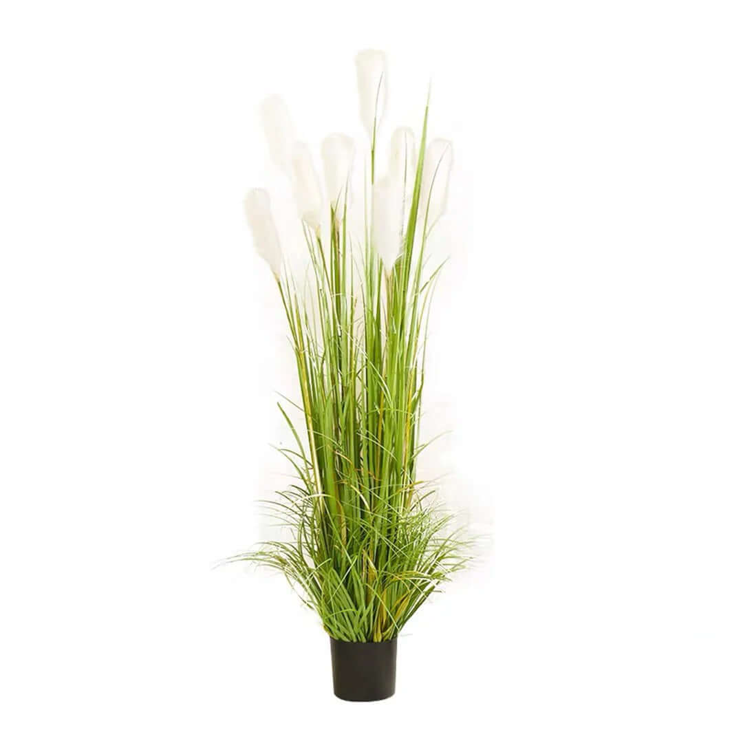 Elegant potted faux grass plant for affordable home decor, adding quality and value to your space.