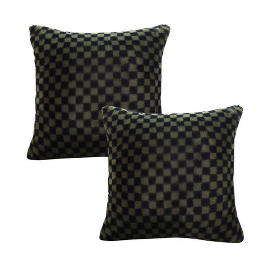 Affordable homewares black and green checkered throw pillows, quality and value furniture for stylish living spaces.