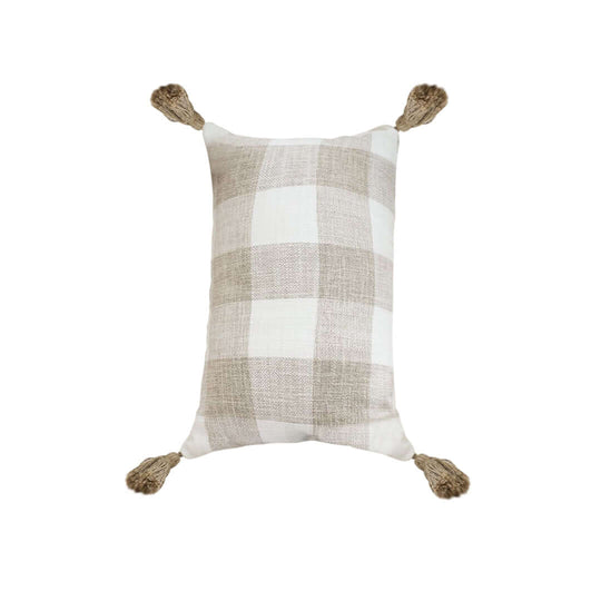 Affordable quality checkered pillow with tassels, perfect for adding value to your home decor and homewares collection.