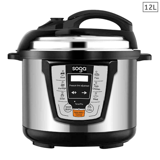 Soga 12L stainless steel pressure cooker for quality affordable homewares and value furniture.