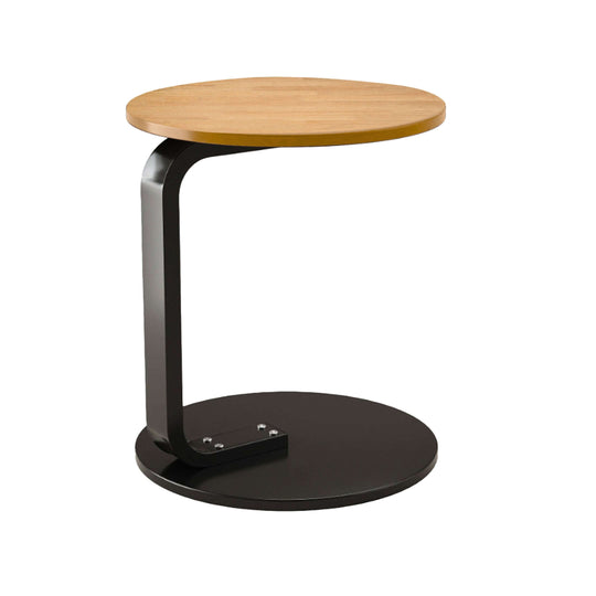 Affordable quality homewares black metal round side table with wooden top, value furniture for stylish interiors