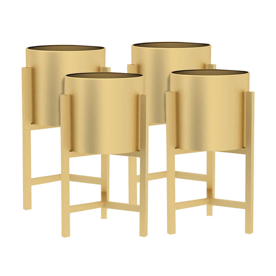 Set of four gold modern plant stands - affordable homewares, quality value furniture.