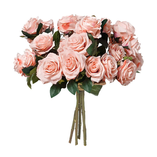 Bouquet of pink roses with green leaves - affordable homewares and quality value furniture decor.