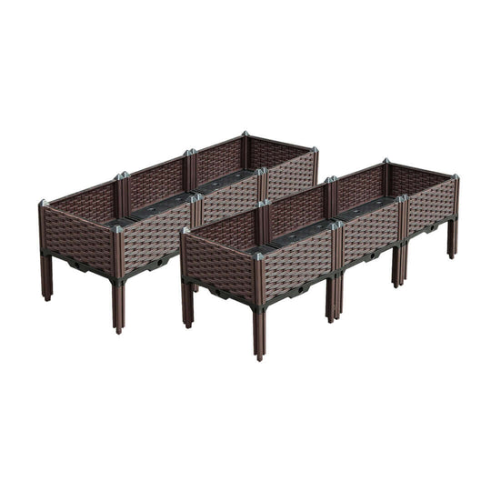 Affordable quality homewares - set of four value furniture brown rattan planter boxes for garden or patio.