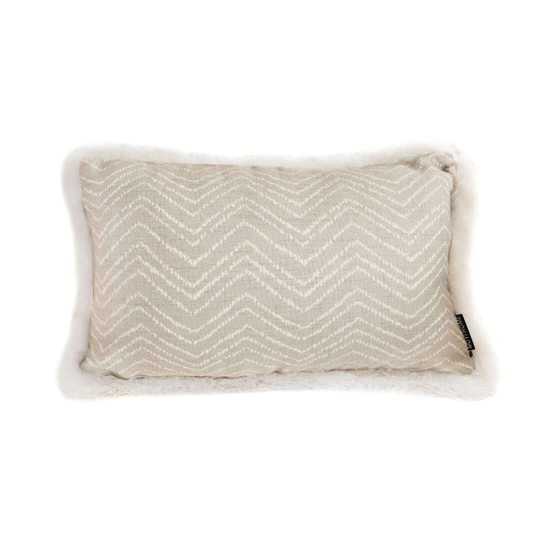 Affordable quality homewares - white pillow with chevron pattern, value furniture.