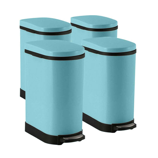 Four blue pedal trash cans, affordable homewares, quality value furniture set