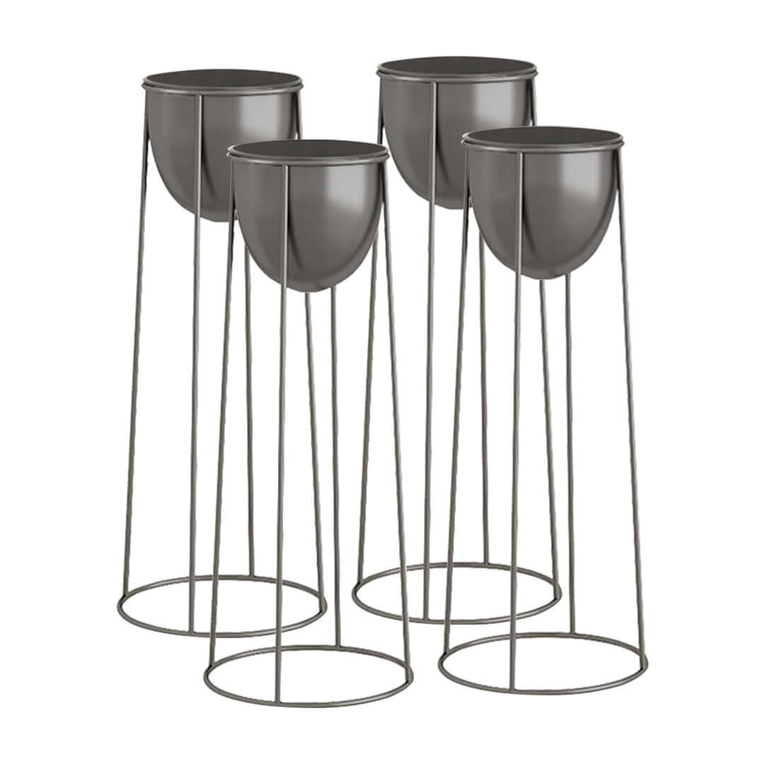 Affordable quality homewares - set of four tall metal plant stands for value furniture.