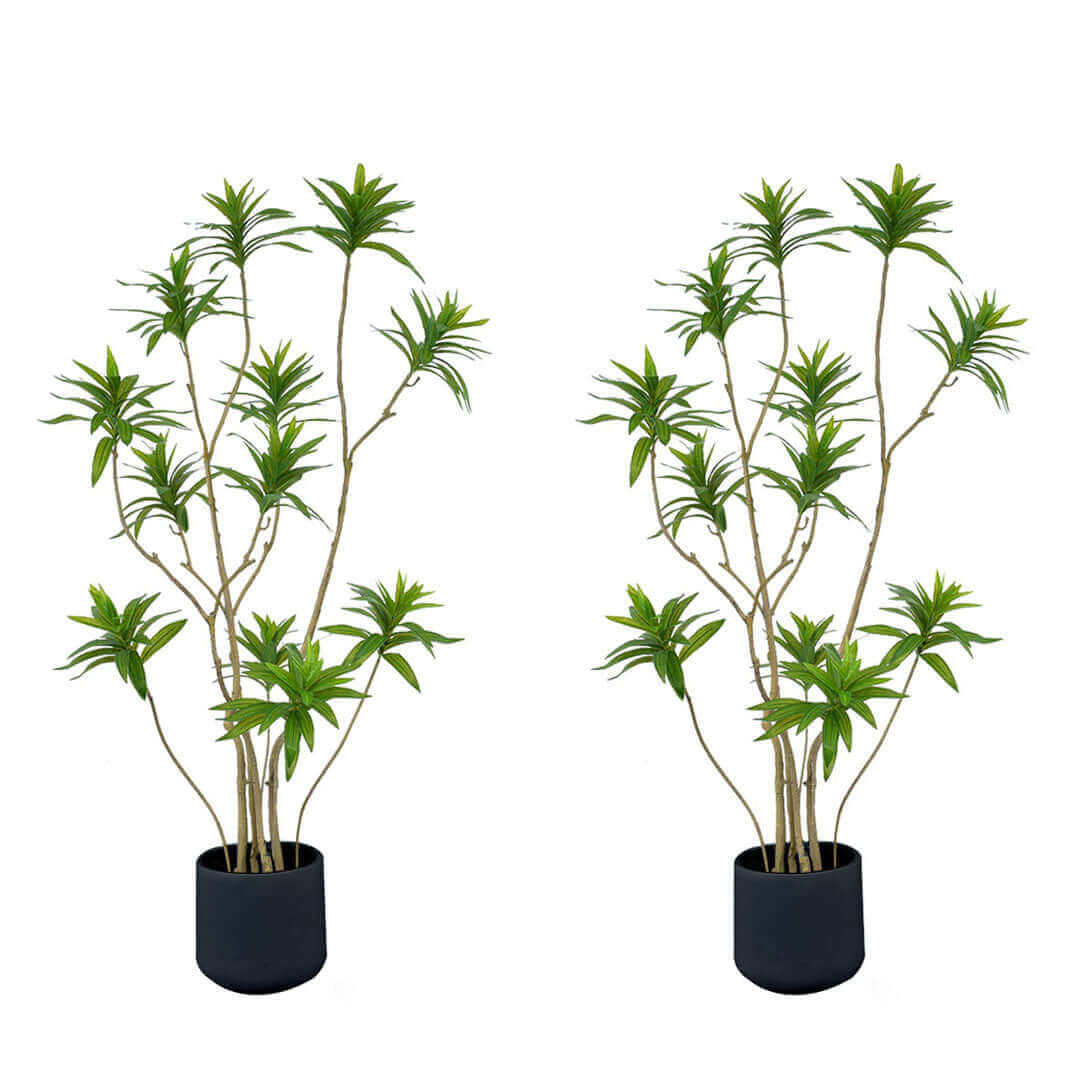 Affordable quality homeware - twin potted artificial bamboo plants for value furniture decor.