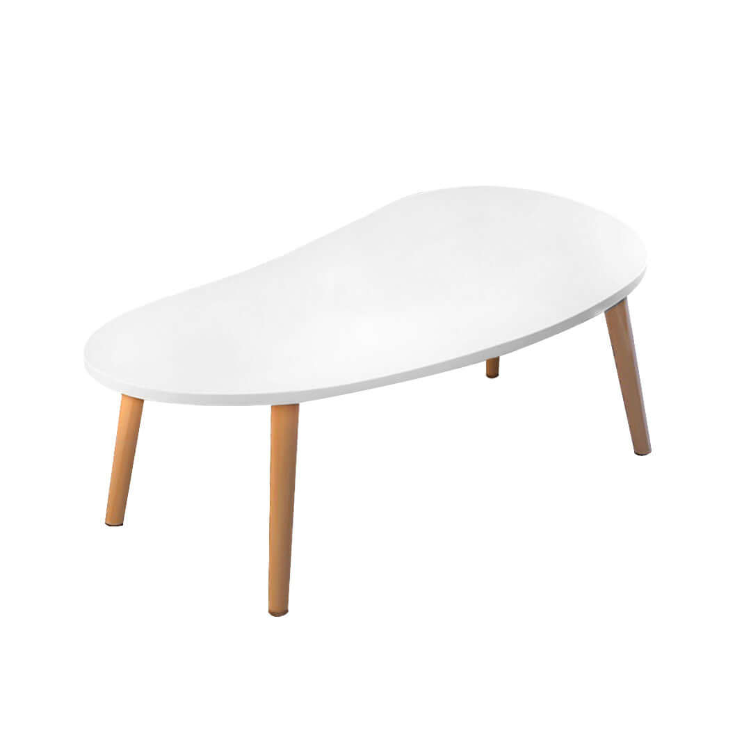 Affordable quality homewares value furniture - modern white coffee table with wooden legs.