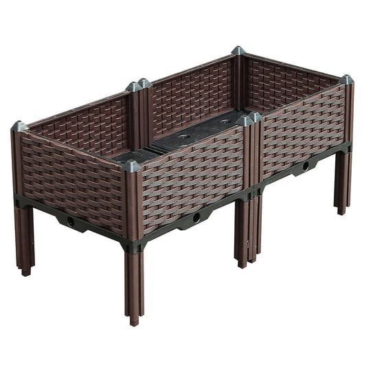 Affordable quality homewares - brown rattan-style raised garden bed planter for value furniture.