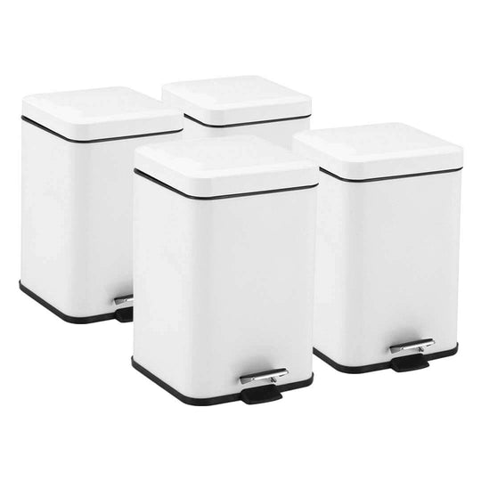 "Set of four affordable white pedal bins for home, quality value homewares and furniture"