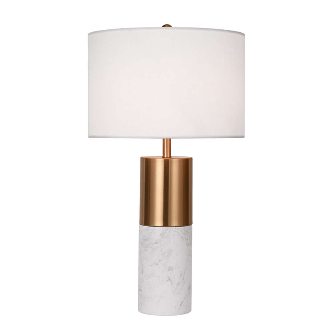 Affordable quality homewares - stylish table lamp with marble base and gold accent, ideal for value furniture and modern interiors.