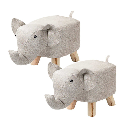 Elephant-shaped footstools in grey fabric, providing affordable and quality homewares for value furniture solutions.