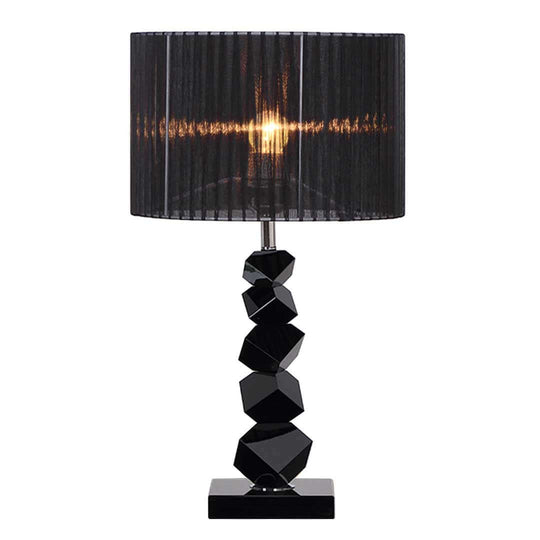 Modern black table lamp with geometric base and translucent shade, offering affordable homewares and quality value furniture for stylish interiors.