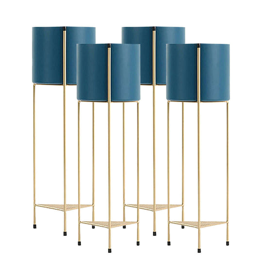 Affordable quality homewares - set of four gold and blue modern floor lamps - value furniture for stylish interiors