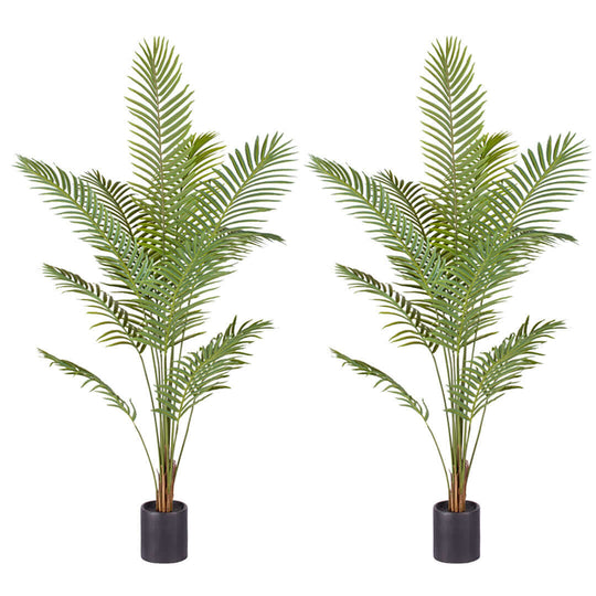 Set of two affordable and quality artificial potted palms for home decor and value furniture.