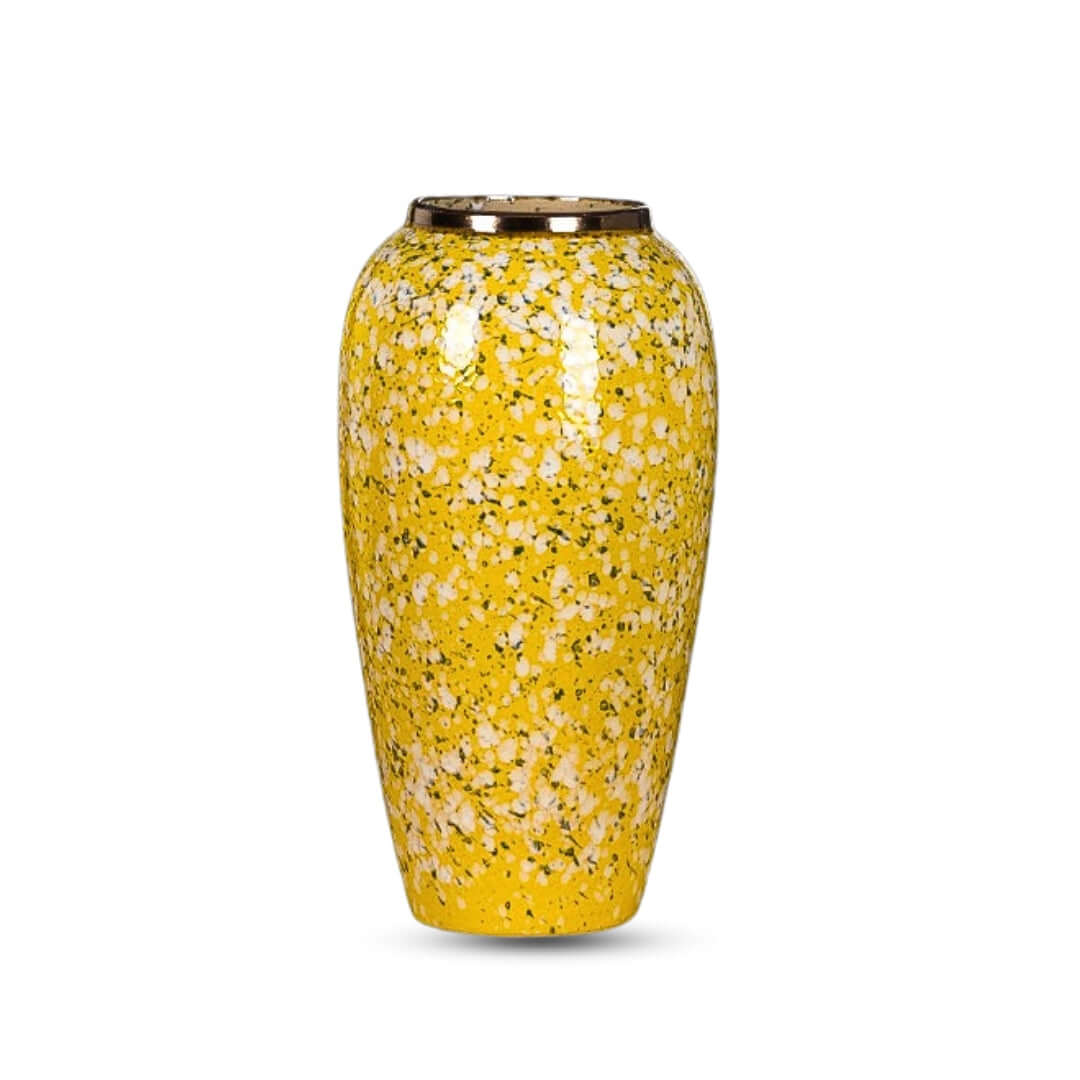 Affordable quality homewares - vibrant yellow decorative vase offering great value furniture addition.