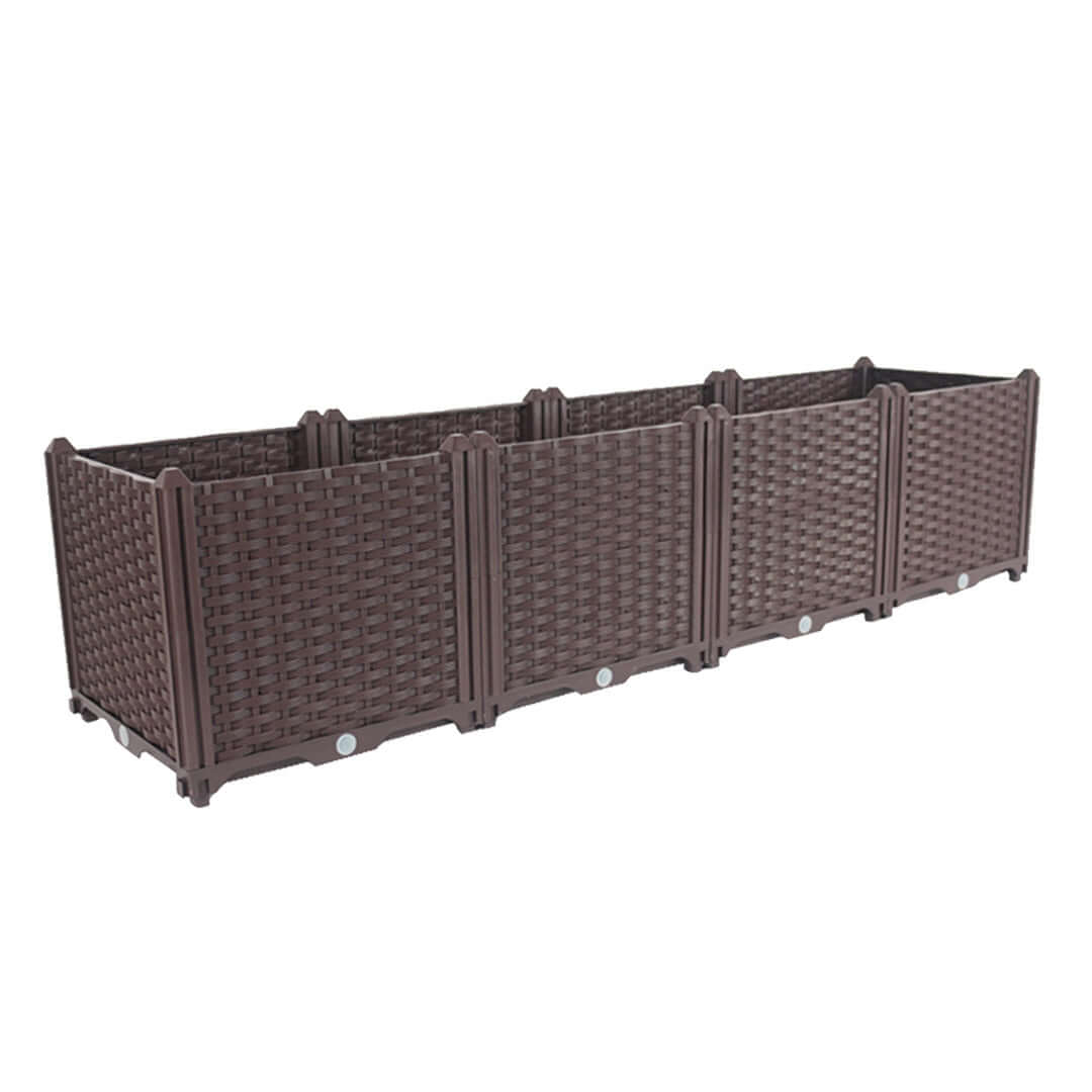 Affordable quality brown wicker planter box for homewares and value furniture.