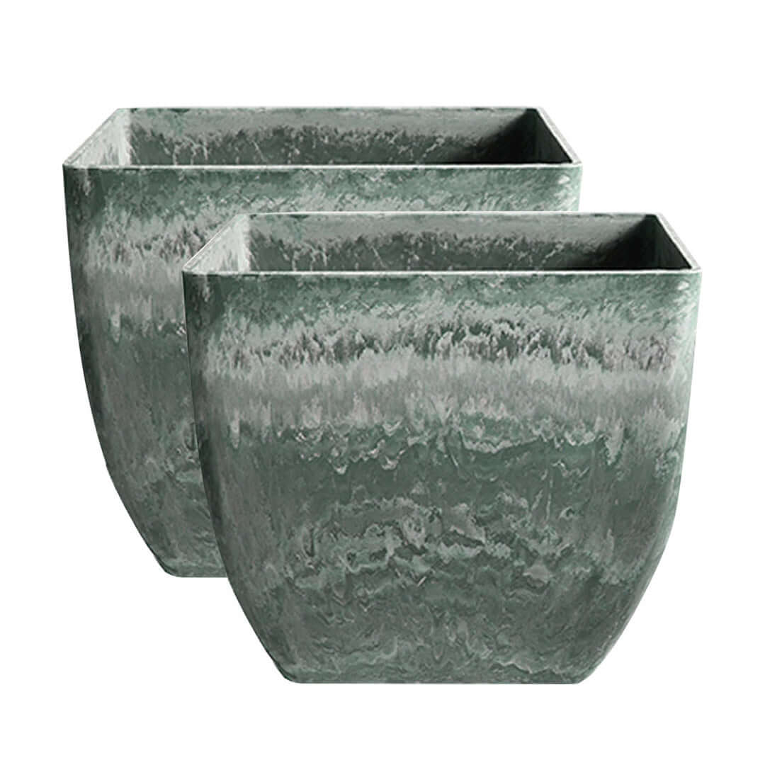 Affordable quality homewares - pair of value furniture green planters.