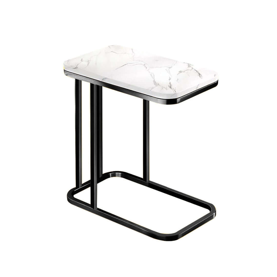 Affordable quality value furniture - modern white marble top side table with black metal frame for homewares.