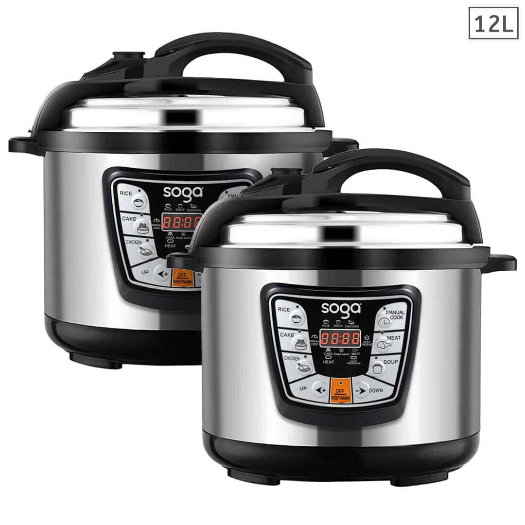 Two Soga 12L electric pressure cookers for affordable, quality homewares and value furniture.