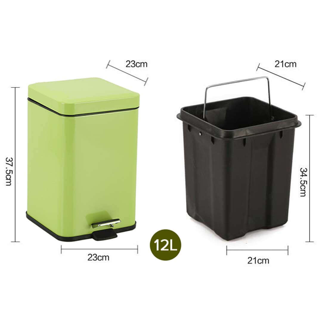 Affordable 12L green pedal bin with black removable inner container, perfect for quality homewares and value furniture setup.