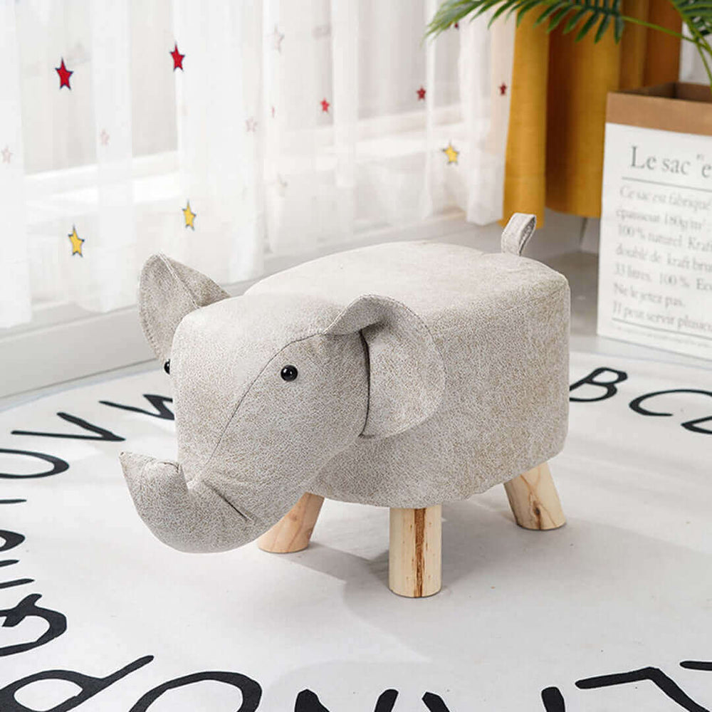 Affordable quality homewares elephant-shaped stool providing value furniture for kids' rooms or playrooms.