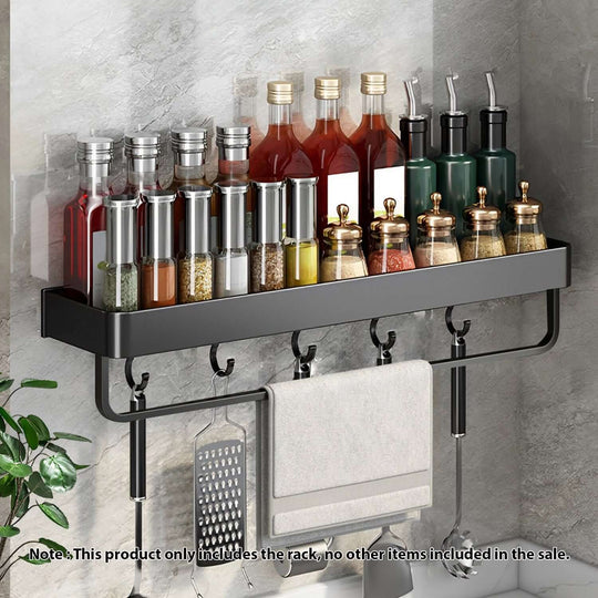 Affordable quality spice rack with hanging hooks for organized homewares and value kitchen furniture.