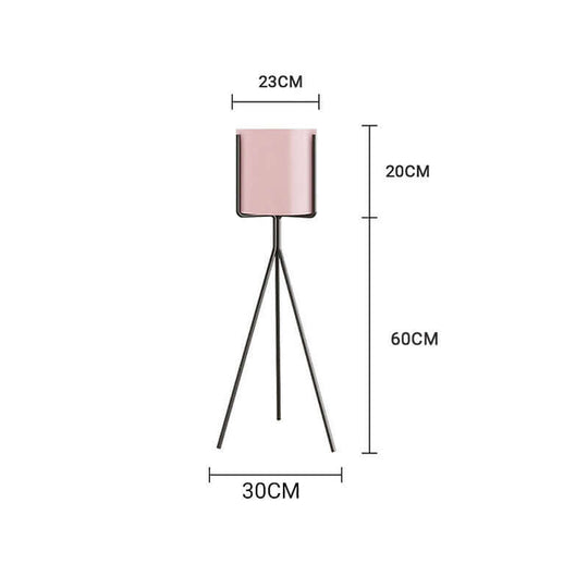 Affordable quality homewares: modern pink and black floor lamp with measurements, value furniture.