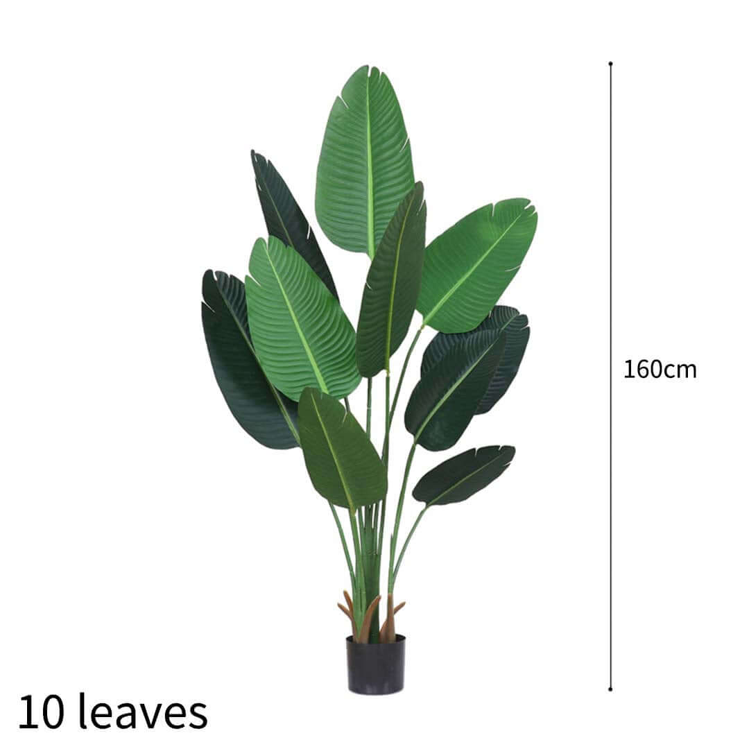 Artificial plant with 10 green leaves in pot, 160cm tall. Affordable homewares and quality value furniture.