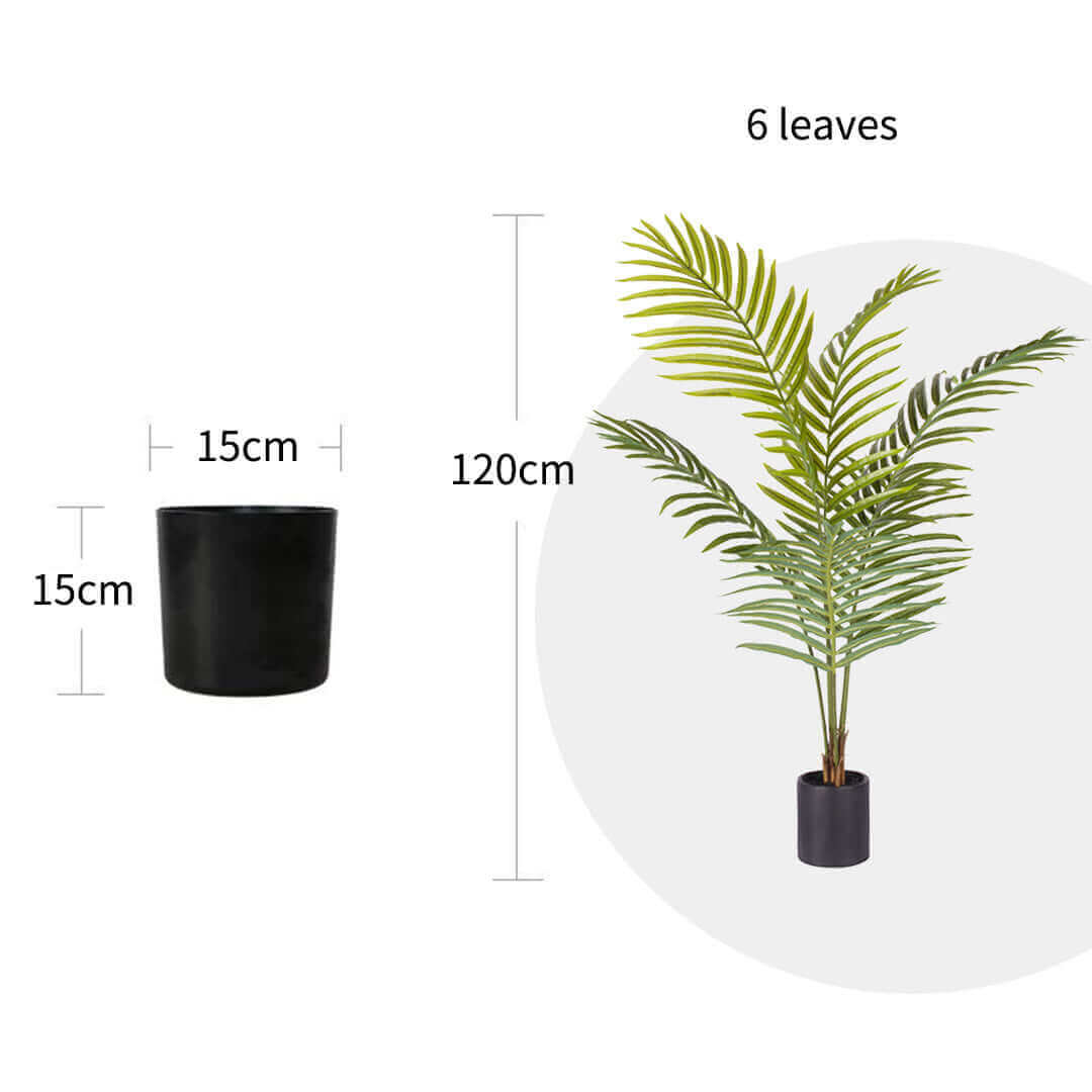 Affordable quality homewares - 120cm artificial palm plant with 6 leaves in a 15cm black pot. Great value furniture for any space.