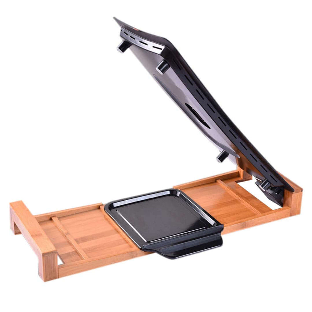 Affordable high-quality bamboo book holder with adjustable angles and built-in drawer, perfect for value homewares and furniture.