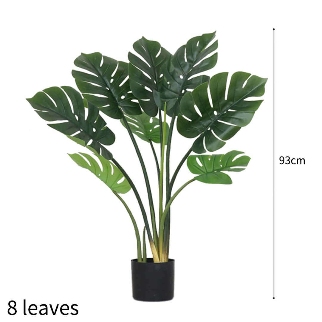 Affordable quality homeware - artificial plant with 8 leaves in black pot, standing 93cm tall - value furniture.