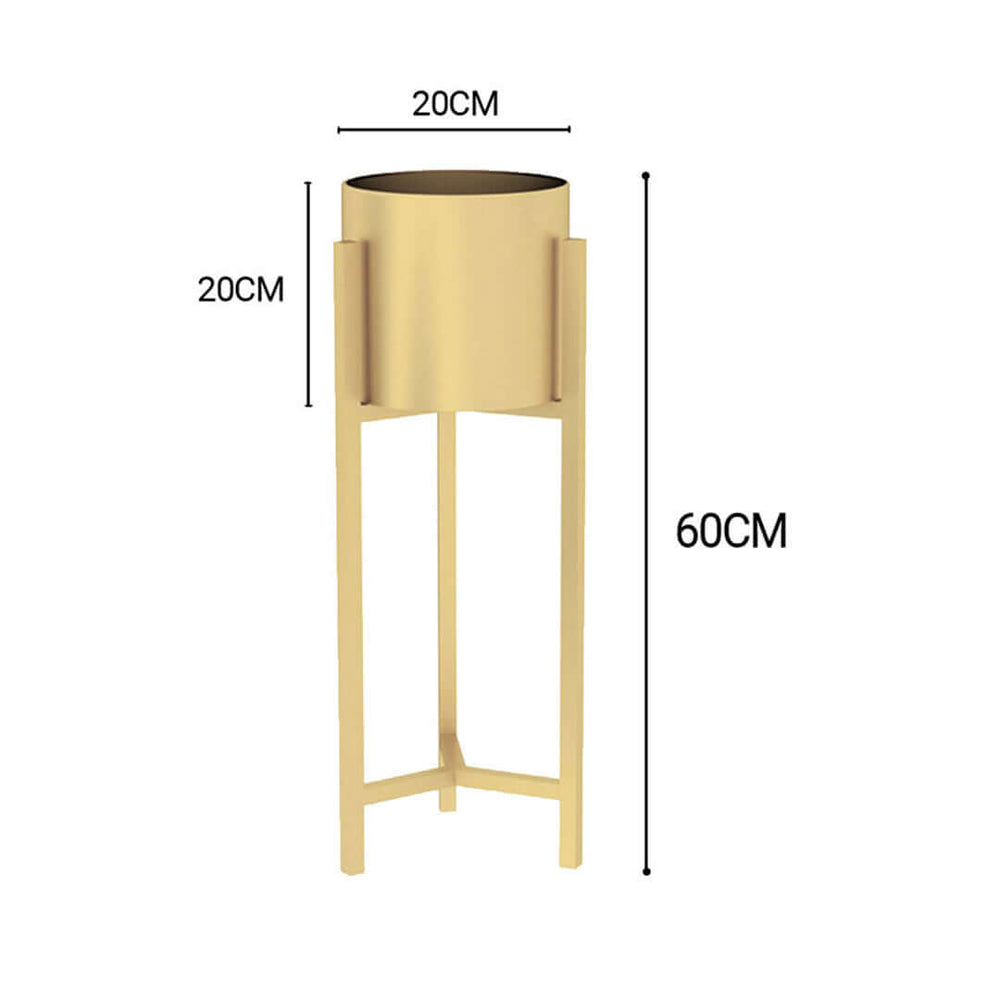 Affordable quality homeware - Gold metal planter stand, 20cm diameter, 60cm height, value furniture for modern home decor.