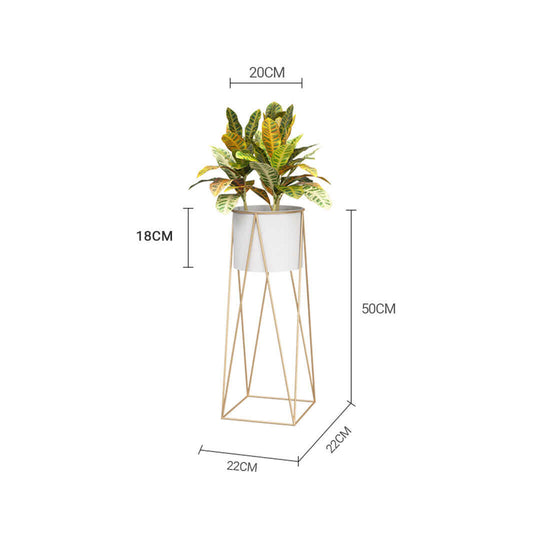 Affordable homewares - Stylish plant stand with quality geometric metal design and value furniture dimensions for modern living.