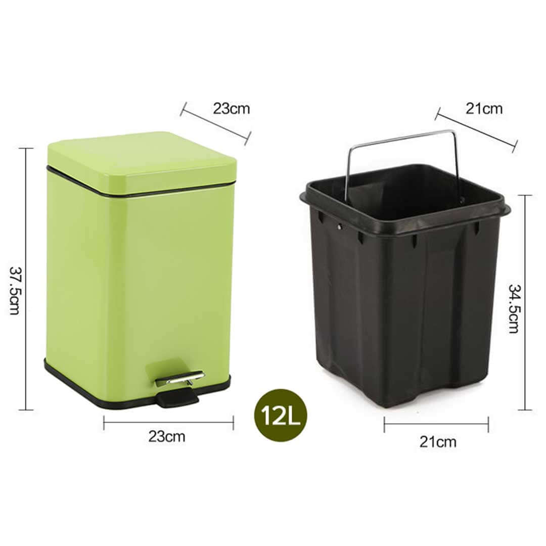 Affordable 12L green pedal trash can with black inner bucket, value homeware for quality and functionality in the kitchen or home.