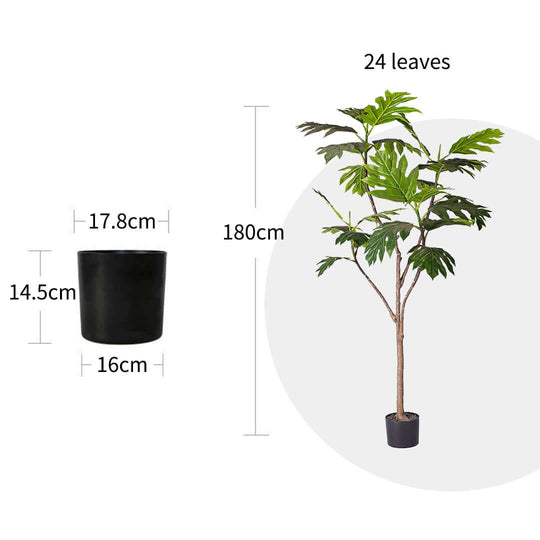 Affordable quality homeware: Potted plant with 24 leaves, 180cm tall, and 17.8cm pot diameter. Value furniture for home decor.