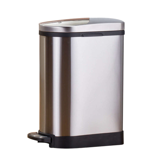 Stainless steel foot pedal trash can, affordable homeware, quality and value furniture for modern kitchens.