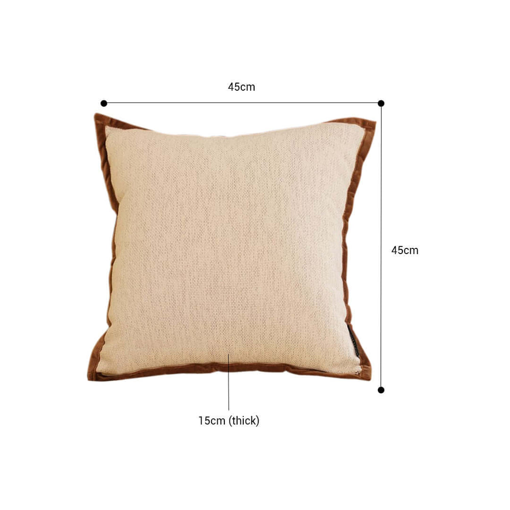 Affordable quality homewares pillow with brown trim, 45cm x 45cm, 15cm thick, perfect value furniture accessory.