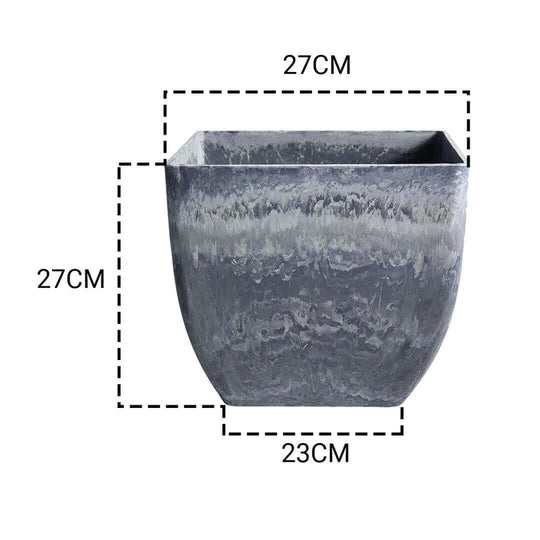 Affordable quality homewares - modern gray pot with dimensions 27cm x 27cm x 23cm, value furniture accessory.