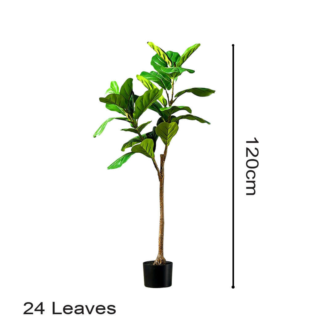 120cm artificial plant with 24 leaves in black pot for home décor