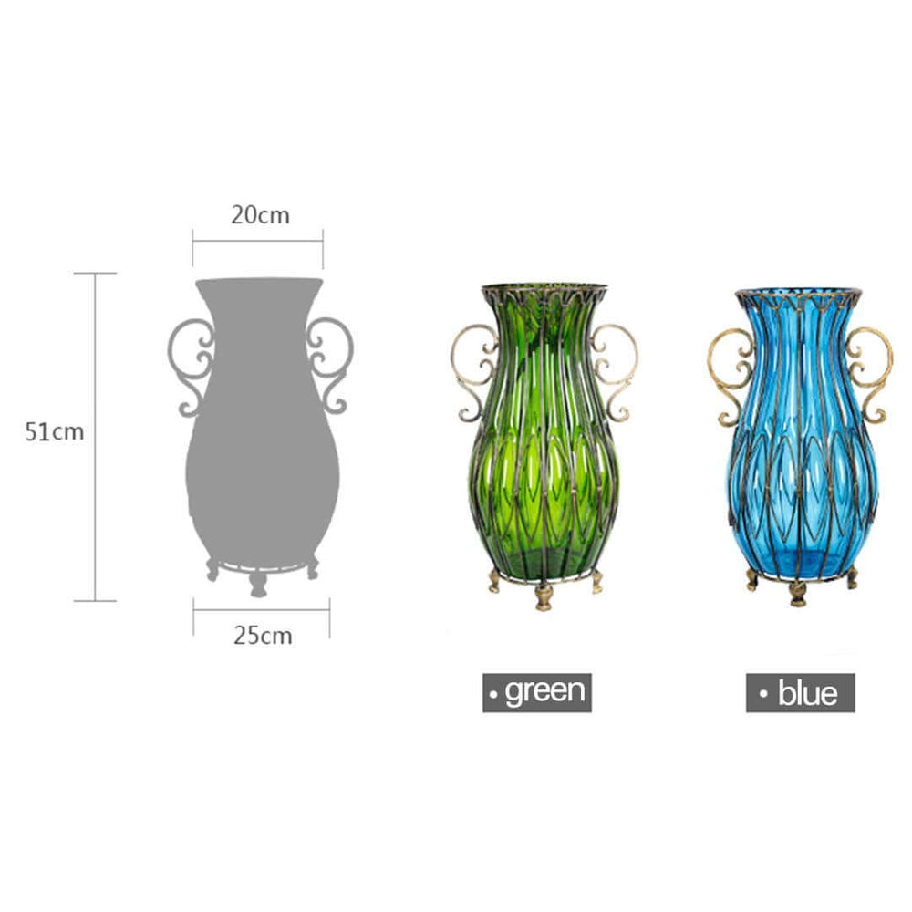 Affordable quality homewares - decorative green and blue vases, 51cm height, 25cm width, and unique design, adding value to your furniture decor.