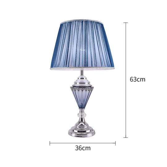 Affordable quality homeware: elegant silver and blue table lamp, 63cm tall, 36cm wide, perfect value furniture addition.