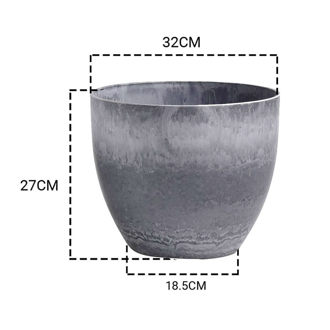 Affordable quality metal planter with dimensions 32cm by 27cm by 18.5cm, perfect value furniture for homewares.