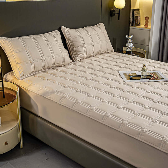 Affordable quality homewares and value furniture - Cozy bed setup with a beige mattress and pillows in a stylish bedroom.