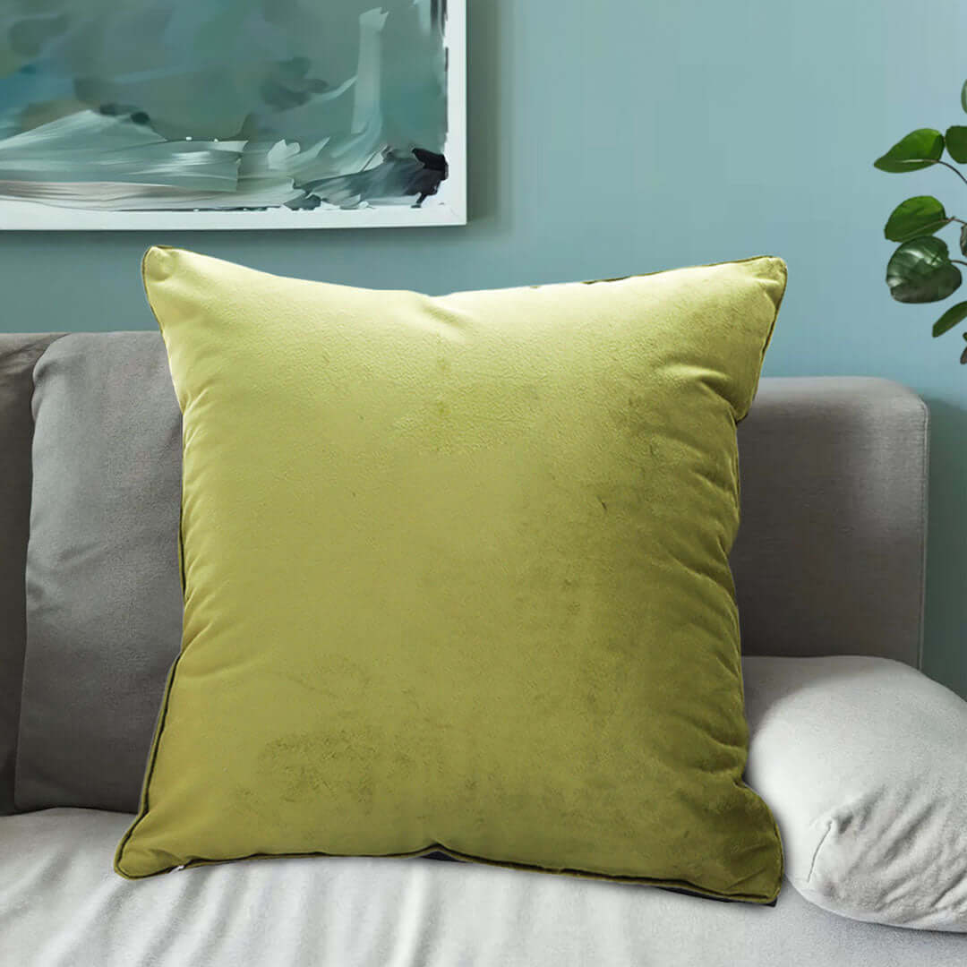 Affordable homewares - quality green decorative pillow adding value to living room furniture