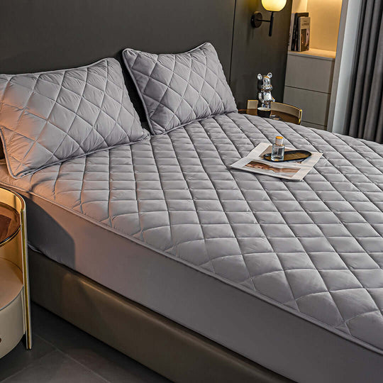 Affordable quality value furniture homewares - cozy quilted bed with grey bedding set