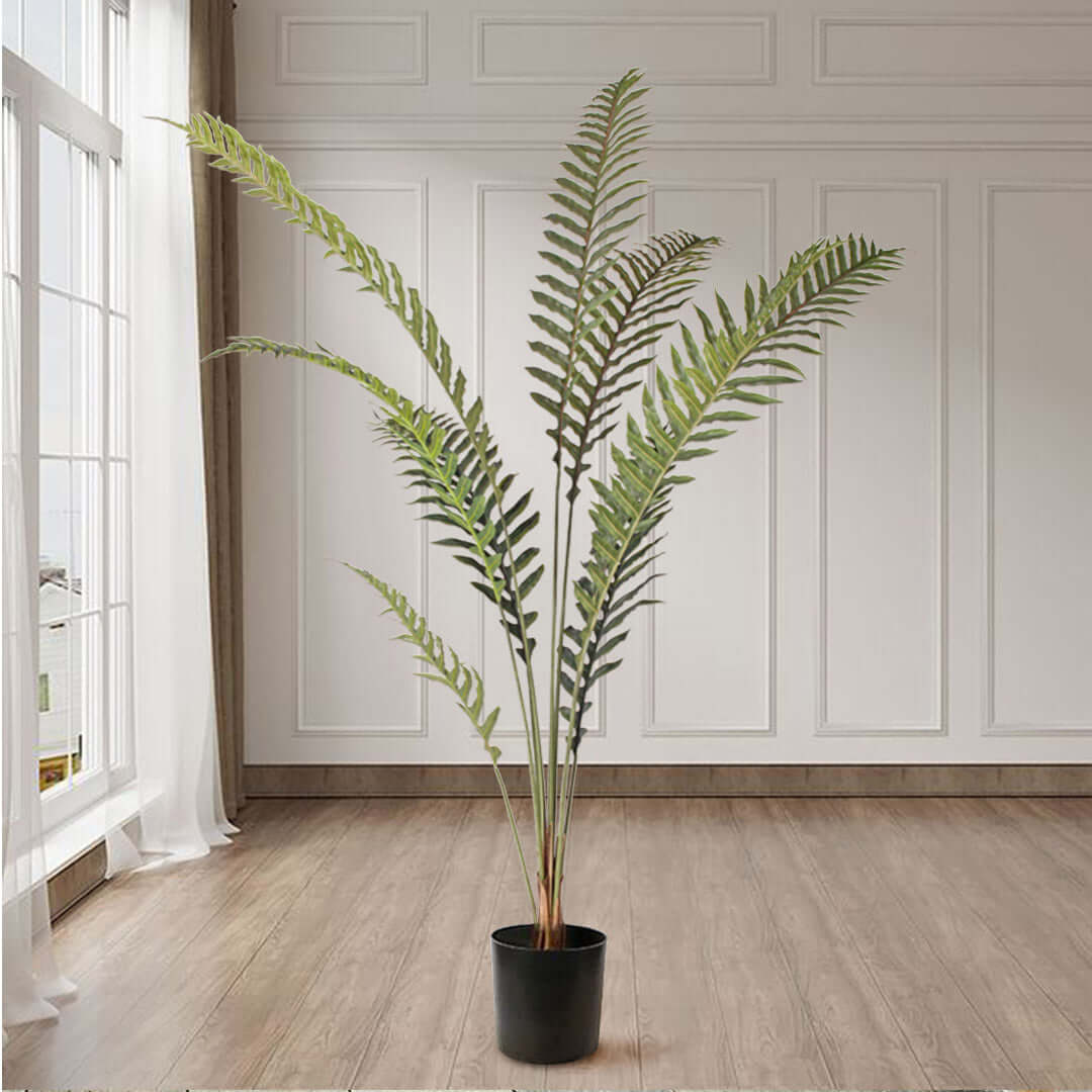 Affordable quality homewares - lush artificial plant in a black pot, perfect value furniture decor for stylish interiors.