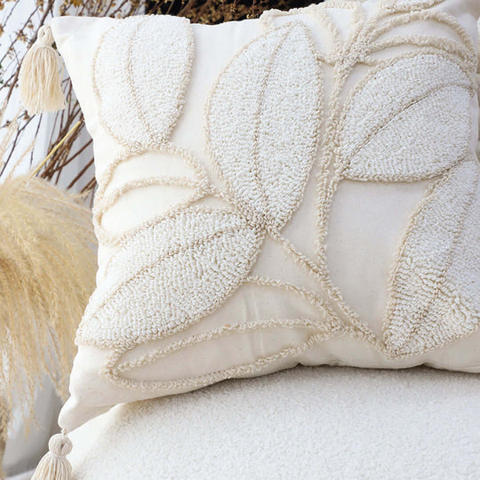 Affordable decorative cushion with an intricate leaf design, showcasing quality homewares and value furniture for stylish living spaces.